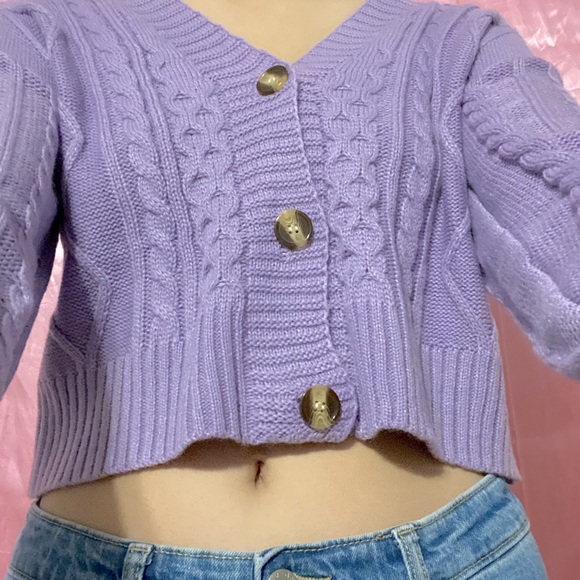 Y2K Purple Button-Up Cardigan - Picture 3 of 4
